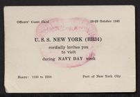 U.S.S. NEW YORK (BB34) Navy Day Officer's Guest Card